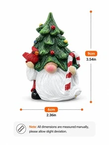 1pc Christmas Gnome Figurine, Cute Christmas Tree Gnome With Gift Box, Cardinal Bird Or Candy Cane, Christmas Decorations For Home, Tabletop Shelf Fireplace Mantel Decor, Holiday Gift - Christmas Tree Gnome - View 9