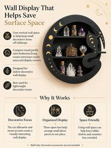 1 buah Rak Penyimpanan Gantung Dinding Dekorasi Ruangan Rak Pajangan Tiga Lapis Dekorasi Rumah Kamar Tidur Ruang Tamu Dekorasi Dinding Rak Penyimpanan Dinding Pola Fase Bulan Braket Gaya Sihir Misterius Rak Pajangan Ornamen Mineral - ular - View 11