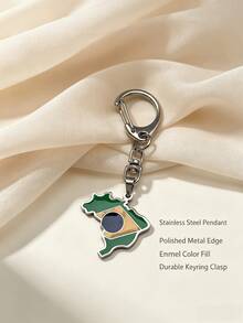 Creative Regional Outline Enamel Keychain, Stainless Steel Polished Craftsmanship, Exquisite Drip Oil Coloring, Rotatable Secure Hook, Versatile Backpack Charm, Niche Commemorative Accessory, Daily Gift Item, Baby Pendant, Wallet Accessory - 0389 - View 3