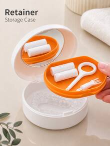 1pc Two-Layer Retainer Storage Case With Mirror, Portable Storage Box For Braces For Teeth And Aligners, Travel Essentials, Bag Essentials, Personalised Gift, Compact Storage Boxes - Multicolor - View 10
