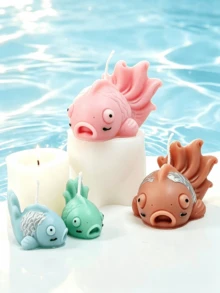 Big-Eyed Fish Silicone Candle Mold Funny Bubble Fish Wax Mold For DIY Soap Resin Plaster Aesthetic Home Decoration Plaster Mold - Fish - View 3