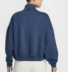 Nike FW25 24.7 Sangat Lembut Cepat Kering Longgar Potongan Setengah Ritsleting Sweatshirt Lengan Panjang Wanita Biru Tengah Malam - Dark Blue - View 2