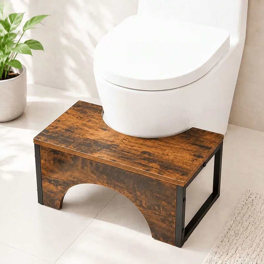 Heavy-Duty 550-Pound Load-Bearing Bathroom Commode Stool - High 7inch Non-Slip Wooden Commode Stool, Easy To Install, Suitable For Adults, Hotels Or Spas - Modern Bathroom - Heavy-duty Toilet Stool - View 1