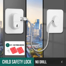 3 Pcs Child Safety Refrigerator Lock With Key, No Drill Easy Install Multi-Purpose Home Security Lock For Fridge Freezer Cabinet Drawer Wardrobe Window Oven Toilet Microwave Sliding Door Cupboard, Baby Proofing Lock Set, Christmas Shopping Gift - Multicolor - View 10