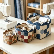 1pc/3pcs Wavy Storage Basket Sewing Pattern In Multiple Sizes, 1:1 Scale With Wavy Edge, Transparent PET Patchwork Sewing Tool, Suitable For Beginners Sewing Pattern And Patchwork Sewing Projects, Gift For Sewing Enthusiasts - Wavy Storage Basket - View 3