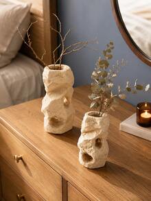 1pc Faux Jade Resin Vase, Asymmetrical Hollow Abstract Sculpture, Textured Dried Flower Vase, Suitable For Living Room, Shelf, Entryway And Tabletop Decoration, Modern Organic Home Decor, Housewarming Gift - Multiple Styles - View 7