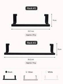 Basic Living 1pc Black Single Bar Towel Rack, Cabinet Door Back Hanging No-Drill Towel Bar - A - View 4