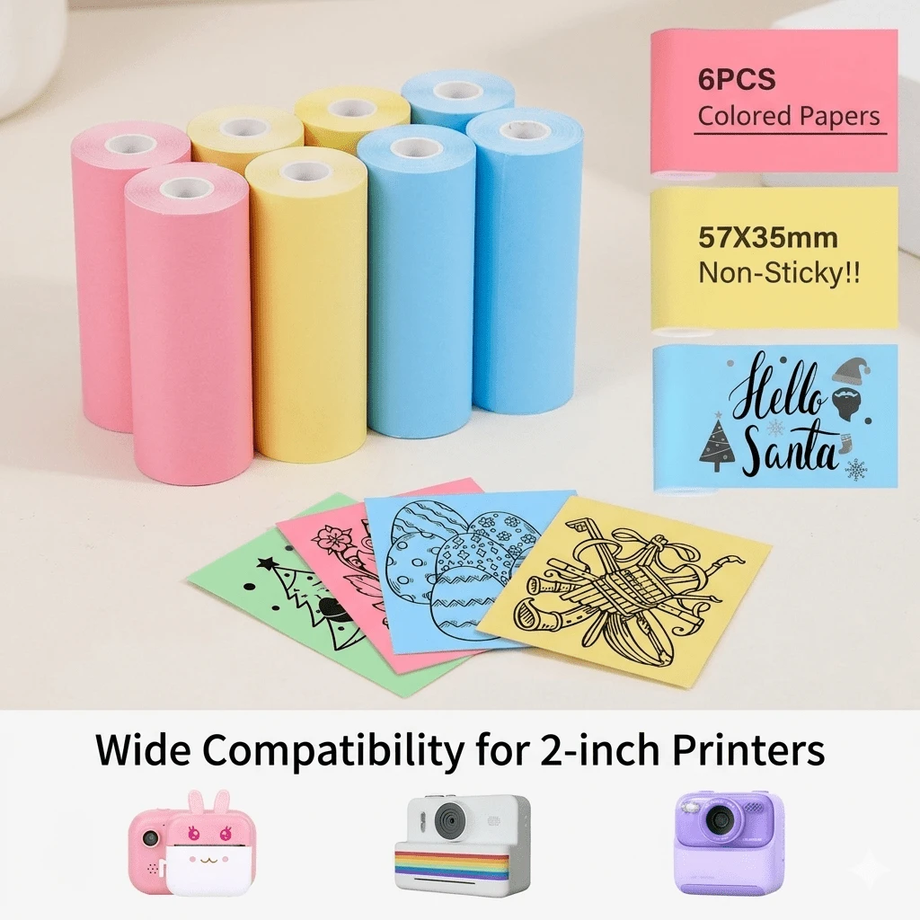 Thermal Paper Instant Camera Refill Print Paper, 57x25mm Instant Print ...