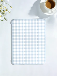 Plaid Pattern Tablet Protective Case, Compatible With IPad 7/8/9/10th/Pro 11 /11th (A16) 2025 , Galaxy Tab S6 Lite / Galaxy Tab A11+ 2025, Offers Soft Shock-Proof Protection, Supports Smart Stand/Auto Wake/Sleep Function. - Baby Blue - View 1