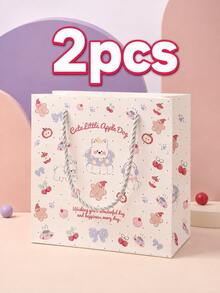 1 buah/2 buah/3 buah Tas Kado Anak Anjing Apel Lucu, Tas Kado Pesta Piknik Hewan Warna Macaron dengan Pegangan, Cocok untuk Ulang Tahun, Permen, Camilan, dan Hadiah Kecil - View 9