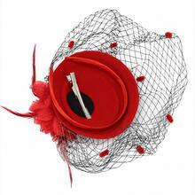 1pc Vintage Fascinator Headpiece, Pearl Mesh Veil Feather Flower Mini Hat, Women's Cocktail Party Tea Party Wedding Accessory, Hair Clip & Headband 2-In-1,Halloween - Multicolor - View 5