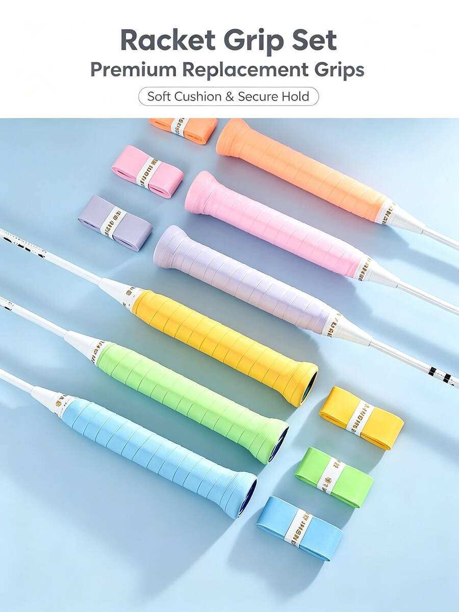 5pcs Professional Sports Badminton Racket Grip Tape, Soft Sticky Sweat-Absorbent Anti-Slip Wear-Resistant Shock-Absorbing Pickleball Paddle Wrap, Suitable For Those Who Need Tactile Feel And Pursue Appearance - One Size - View 1