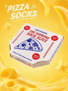 4 Pasang Kaos Kaki Motif Kotak Kado Pizza Lucu untuk Natal dan Halloween, Bernapas dan Nyaman, Unisex - Sampanye - View 6