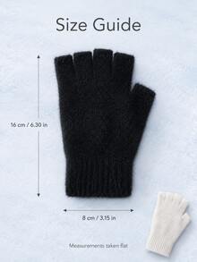 Women's Fleece Lined Half Finger Gloves, Warm Knitted Half Finger Gloves With Ribbed Cuffs, Suitable For Autumn And Winter, Open Finger Design Convenient For Typing, Writing And Learning, Office And Travel Accessory, Women's Christmas Gift - Multicolor - View 11