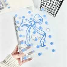 1pc A5 Transparent Blue Bow Card Album, Pure Transparent Diagonal Stripe Large Polka Dot Loose Leaf Binder, Idol Photo Card Storage, PP Transparent Inner Page Refill, Sticker Storage Album, IDOLME Planner Material Storage, K-Pop Photo Album, Suitable For Photo Album, Scrapbook, Planner Material Storage, Sticker Book, Time Planner, Budget Book, Notebook And Other Learning Supplies, Back To School Supplies - Card Binder - View 8