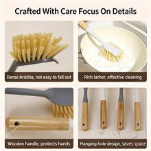 Bamboo Long Handle Kitchen Dish Brush, Suitable For Sink, Stove, Cookware And Non-Stick Pans, Soft Bristle Household Brush, Suitable For Daily Dishwashing, Grease Removal And Countertop Cleaning, Practical Kitchen Cleaning Tool, Suitable For Home Cooks, Families And Holiday Use - Cleaning Brush - View 2