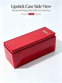 Yves Saint Laurent YSL Saint Laurent High-End Hard Flip Cover Lipstick Storage Box, Portable Lipstick Protective Case, Luxury PU Textured Lipstick Holder, Anti-Pressure Anti-Scratch Portable Lipstick Organizer - Red Lipstick Case - View 7