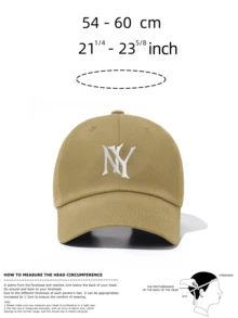 休閒挺帽棒球帽 NY刺繡圖案 經典卡其色復古Dad Hat 中性款 Y2K街頭風遮陽帽 適合夏季旅行 - NY1 - 查看 4