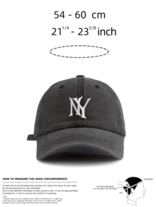 休閒挺版棒球帽 NY刺繡圖案 水洗卡其色復古Dad Hat 中性款 Y2K街頭風遮陽帽 適合夏季旅行 - NY2 - 查看 4