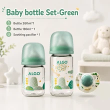 3PCS 0-36 Months 180ml+260ml Baby Bottle Set, Nipple + Bottle 3-Piece Set, Bottle With Measurement Lines, Easy Grip Drinking Cup, Wide Neck Easy To Clean, PP Material, Cute Cartoon Print, Heat Resistant - Multicolor - View 16