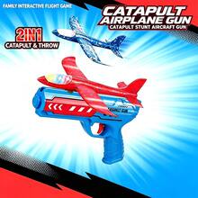 1pc-Ejection Foam Airplane Toy Gun 2-In-1 Launcher Foam Glider Outdoor Play Fun One-Click Launch Interactive Flight Prop - Multicolor - View 2