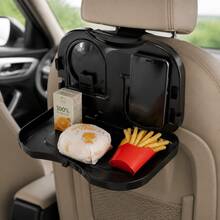 Multifunctional Car Backseat Tray Table - Foldable Auto Headrest Dining Desk With Phone Holder & Storage Pockets, Universal Vehicle Interior Organizer For Travel & Camping - A - View 3
