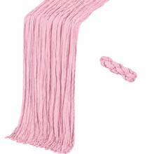 10pcs Light Pink Cheesecloth Table Runner, Bohemian Rustic Style Semi-Transparent Crinkled Gauze, Wedding Reception, Bridal Shower, Baby Shower, Birthday Party, Engagement, Christmas, Holiday Dinner And Farmhouse Style Table Centerpiece Decor - D-Light Pink - View 14