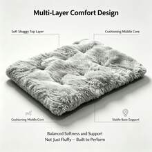 Plush Rectangular Pet Bed With Raised Rim, Dog Bed, Cat Bed, Soft Warm Long-Fur Sleeping Mat For Cats And Dogs, Cozy Indoor Cushion In Multiple Sizes - Khaki - View 8