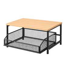 1pc Space-Saving Kitchen Countertop Storage Rack With Drawer And Metal Wire Basket, Fully Detachable Hardwood And Metal Storage Shelf, Suitable For Coffee Machine, Seasoning, Utensils, Microwave Oven, Multi-Functional Storage Rack - Multicolor - View 11