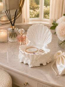 1pc French Pearl Shell Storage Tray, Luxury Jewelry & Cosmetics Organizer, Elegant Vanity Decor, Carved Shell Jewelry Storage Tray, Luxury Cosmetics & Jewelry Dual-Use Decorative Organizer, Vanity Storage, Bathroom Decor, Room Decor - Multicolor - View 4
