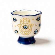 1pc Ceramic Storage Jar, Hand-Painted Ceramic Storage Container, Tableware Organizer, Makeup Tool Storage Box, With Various Colors And Patterns, Suitable For Kitchen Storage, Tableware Organization, Home Decor And Holiday Gifts - View 11