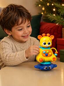Giraffe Suction Cup Activity Toy, Suitable For Toddlers, Colorful Button Game And Rotating Desktop Toy, Multiple Colors, Baby Halloween, Baby Sensory Toy, Hand Rattle, Hand Drum & Mini Trumpet, Suitable As Birthday Or Christmas Gift For Newborns And Infants - Multicolor - View 9