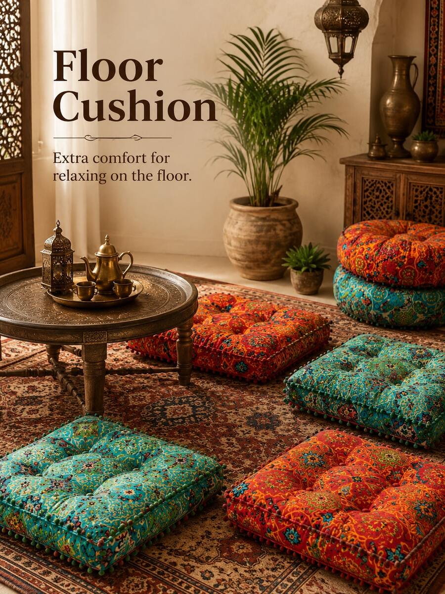 Bohemian-Moroccan-Style Thickened Square Floor Cushion For Sofas – Soft, Comfortable And Versatile Seat Cushion Suitable For Sofas, Bay Windows, Tatami Mats And Living Room Decor (Seat Cushion)