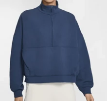Nike FW25 24.7 Sangat Lembut Cepat Kering Longgar Potongan Setengah Ritsleting Sweatshirt Lengan Panjang Wanita Biru Tengah Malam - Dark Blue - View 1