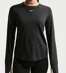 Nike Dri-FIT One Classic Lightweight Breathable Sweat-Wicking Loose Long-Sleeve FW25 Quick-Dry T-Shirt Women's Black - Black - View 1