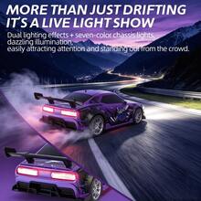 1pc/Set Drift Racing Car Toy, Green/Purple Optional, 1:24 Scale RC Car Model, 2.4GHz With Built-In Light Effects, Early Education Puzzle Toy For Kids, RC Car Stress Relief Toy - Multicolor - View 3