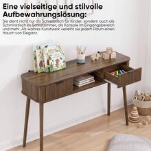 Mid-Century Console Style, Vintage Console With Drawers And Open Shelf, Modern Coffee Table/Desk, Suitable For Living Room, Entryway, And Hallway, Walnut Finish (Chairs Not Included) - Walnut - View 4