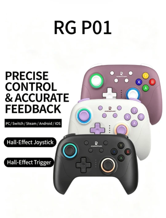 Kontroler Game ANBERNIC RG P01 dengan Joystick dan Trigger Efek Hall, Konektivitas Bluetooth, Nirkabel, dan Berkabel 2.4G, Kompatibel dengan Platform PC, Switch, dan Steam. - View 1