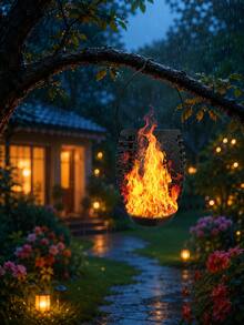 1/2pcs Solar Powered Hanging Lanterns, IP44 Waterproof Outdoor Solar Lights, Dynamic Flickering Flame Effect LED Lights, Warm Light, Automatic On/Off Wireless Hanging Decor, Suitable For Garden, Yard, Porch, Lawn, Patio, Halloween, Christmas And Holiday Parties - Warm Light - View 5