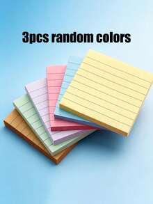 6pcs/3pcs/1pc Kertas Tempel Bergaris, Bantalan Memo Bergaris Perekat Warna Morandi, Bantalan Catatan Bergaris Persegi, Cocok Untuk Memo, Perencana, Kantor, Sekolah, Alat Tulis Belajar di Rumah - A - View 9