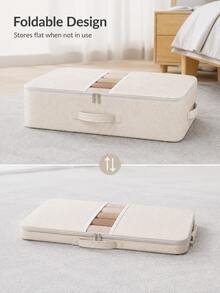Non-Woven Soft Fabric Storage Bag, No-Frame Blanket Storage Bag, Underbed Storage Bag, Clothing And Blanket Storage Bag, Mobile Large Capacity Storage Box, Suitable For Cabinets, Travel, School, Foldable Storage Bag - Multicolor - View 4