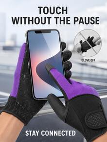 Anti-Slip Wear-Resistant Full-Finger Touchscreen Hook-And-Loop Black Polyester Breathable Comfortable Outdoor Equestrian Polo Horse Riding Gloves - Multicolor - View 2
