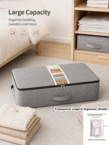 Non-Woven Soft Fabric Storage Bag, No-Frame Blanket Storage Bag, Underbed Storage Bag, Clothing And Blanket Storage Bag, Mobile Large Capacity Storage Box, Suitable For Cabinets, Travel, School, Foldable Storage Bag - Multicolor - View 9