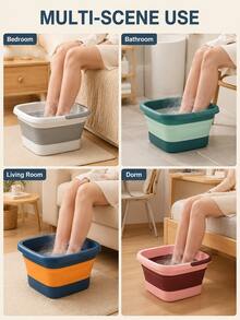 Foldable Foot Bath Basin Designed For Foot Soaking, Equipped With Plastic Tub With Handle And Built-In Acupressure Massage Points, Can Relieve Pain, Suitable For Foot Massage And Home Spa Care - One Size Fits All - View 8