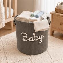 1pc Letter Design Diaper Paper Diaper Basket, Large Capacity Dirty Clothes Hamper, Diaper Paper Diaper Storage Basket - Multicolor - View 12
