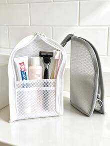 Mesh Standing Toiletry Bag, Breathable Oxford Cloth Travel Cosmetic Organizer, Self‑Standing Bathroom Shower Storage Pouch For Business Trip Vacation Gift - Multiple Styles - View 7