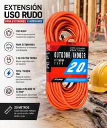 Heavy-Duty 20m Electrical Extension Cord - Orange - View 2