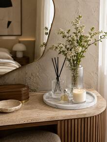 1pc Round White Marble Pattern Storage Tray With Raised Edges, Elegant Decorative Organizer For Perfume, Candles, Jewelry And Skincare, Suitable For Vanity, Dressing Table, Bathroom Counter, Entryway Table Or Coffee Table | Vanity Tray, Jewelry Tray, Home Decor, Gift - Multiple Styles - View 2