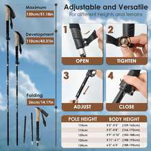 Tongkat Pendakian Lipat | Bahan Paduan Aluminium | Sangat Ringan dan Dapat Diatur | Pegangan Busa EVA Ergonomis | Unisex, Cocok untuk Mendaki dan Berkemah - D - View 10