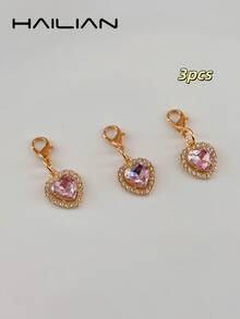 Sweet Heart‑Shaped Multicolor Crystal Charms Multi‑Set, Removable Bag Pendant Ornaments, DIY Jewelry Accessories For Purse Decoration - Multicolor - View 7